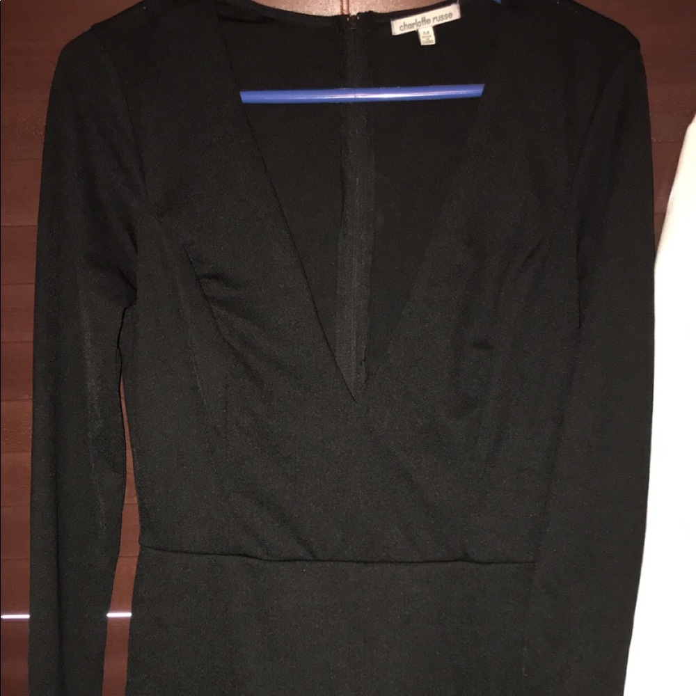 Black deep V dress